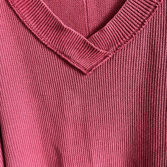 Free People Asher Thermal Oversized V-Neck Stolen Kiss Sweater M Boho Chic Cozy - Picture 4 of 7